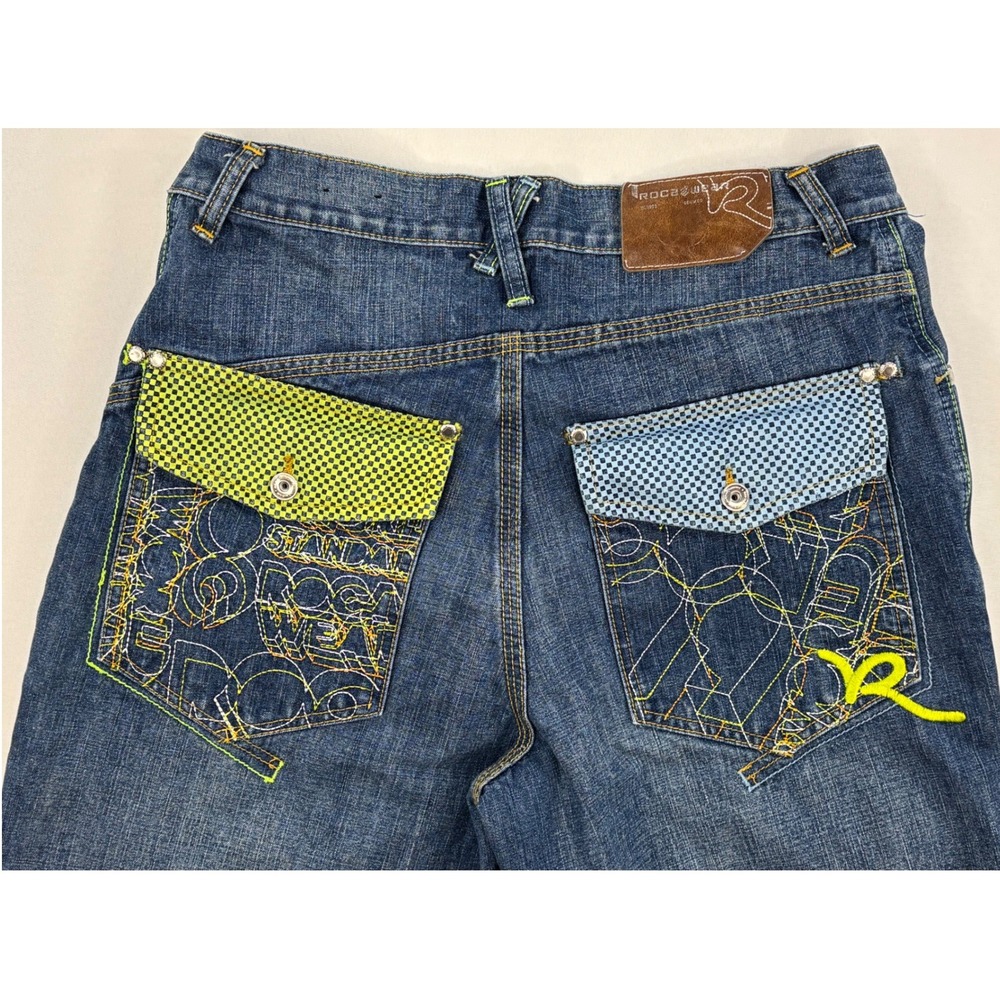 Rocawear baggy wide-leg jeans, vintage Y2K hip-hop size Youth 18 ( 28 x 30 ) - Picture 1 of 13